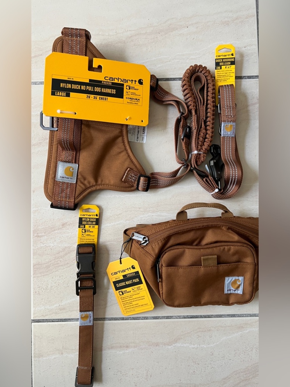 Carhartt Brown Nylon Duck
No Pull Dog Harness, Leash, Collar & Waist Pack-Large